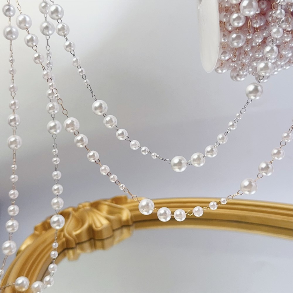 1meter 3-8mm Faux Pearl Beadin - Pearl Trim Chain recension och pris