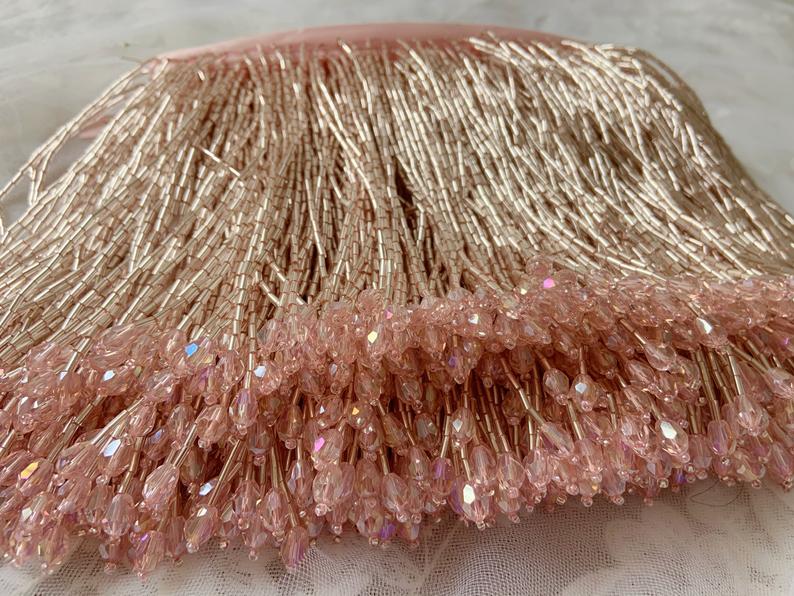 1 Yard Green Bead Fringe Tasse - Beaded Trim Fringe recension och pris