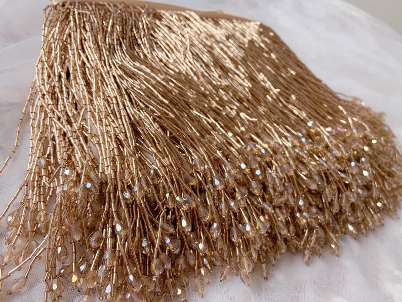 1 Yard Green Bead Fringe Tasse - Beaded Trim Fringe recension och pris