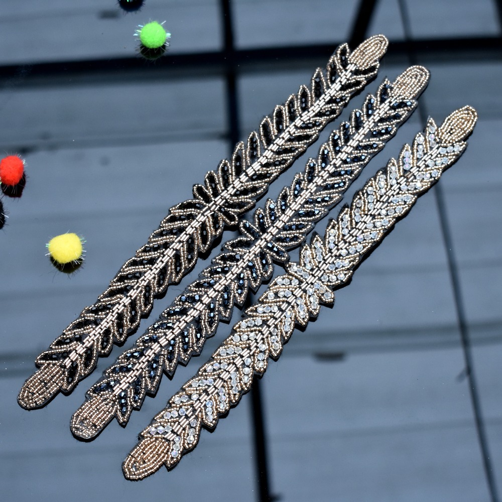 Long leaves leaf handmade appl - Beaded Trim Fringe recension och pris