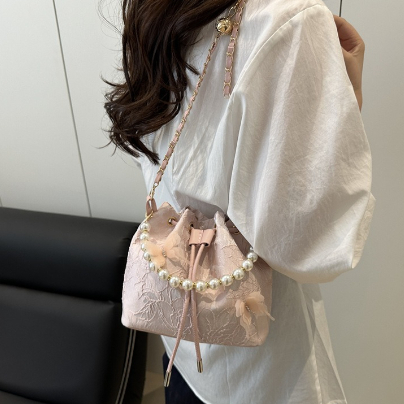 Elegant Lace Drawstring Handba - Beaded Trim Fringe recension och pris