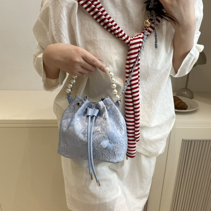 Elegant Lace Drawstring Handba - Beaded Trim Fringe recension och pris