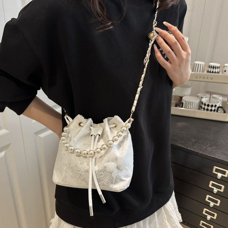 Elegant Lace Drawstring Handba - Beaded Trim Fringe recension och pris
