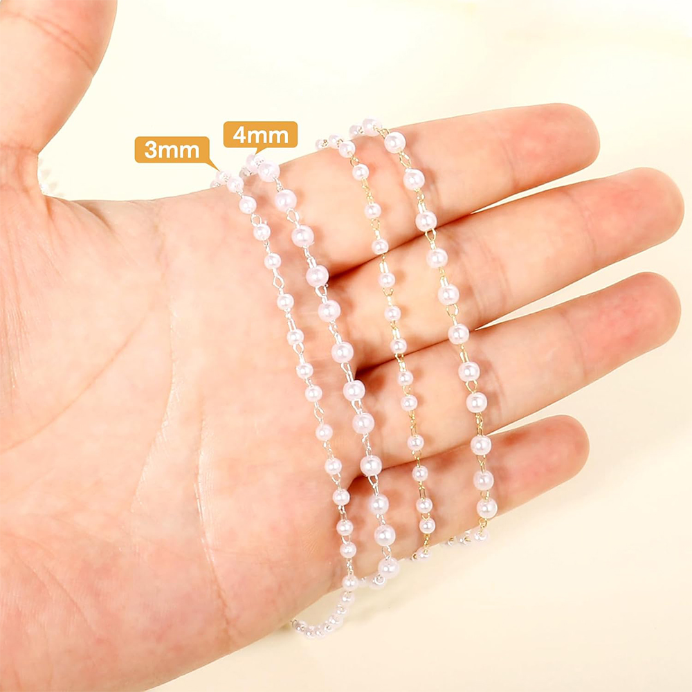 20 Meter 3/4/5/6mm Faux Pearls - Pearl Trim Chain recension och pris