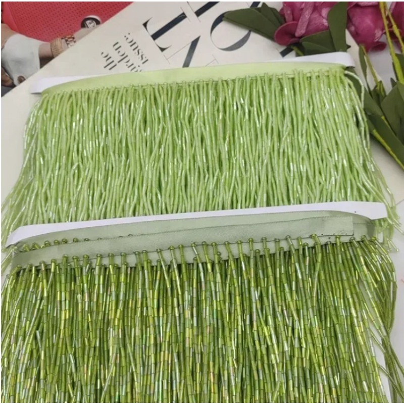 10CM Silver Red Bead Tube Tass - Beaded Trim Fringe recension och pris