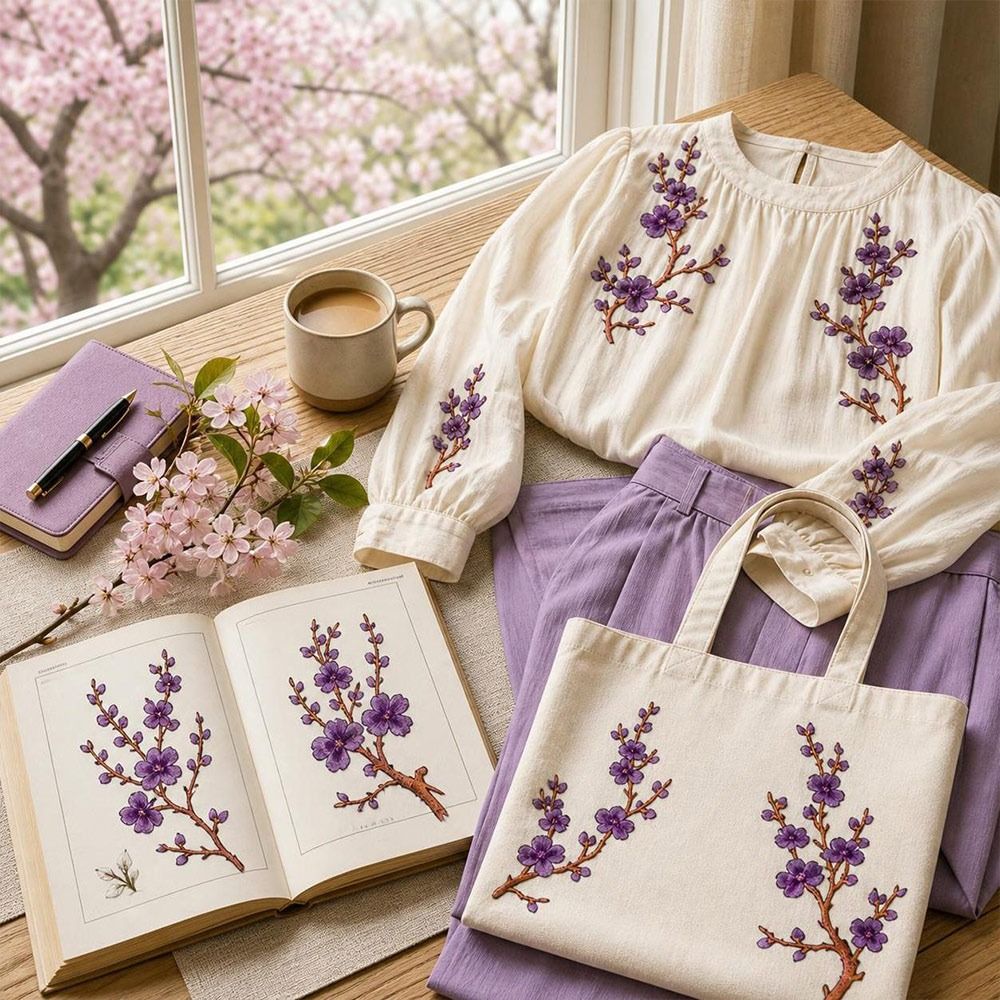 DIY Cherry Blossom Iron On Pat - Applique Patch Flower recension och pris