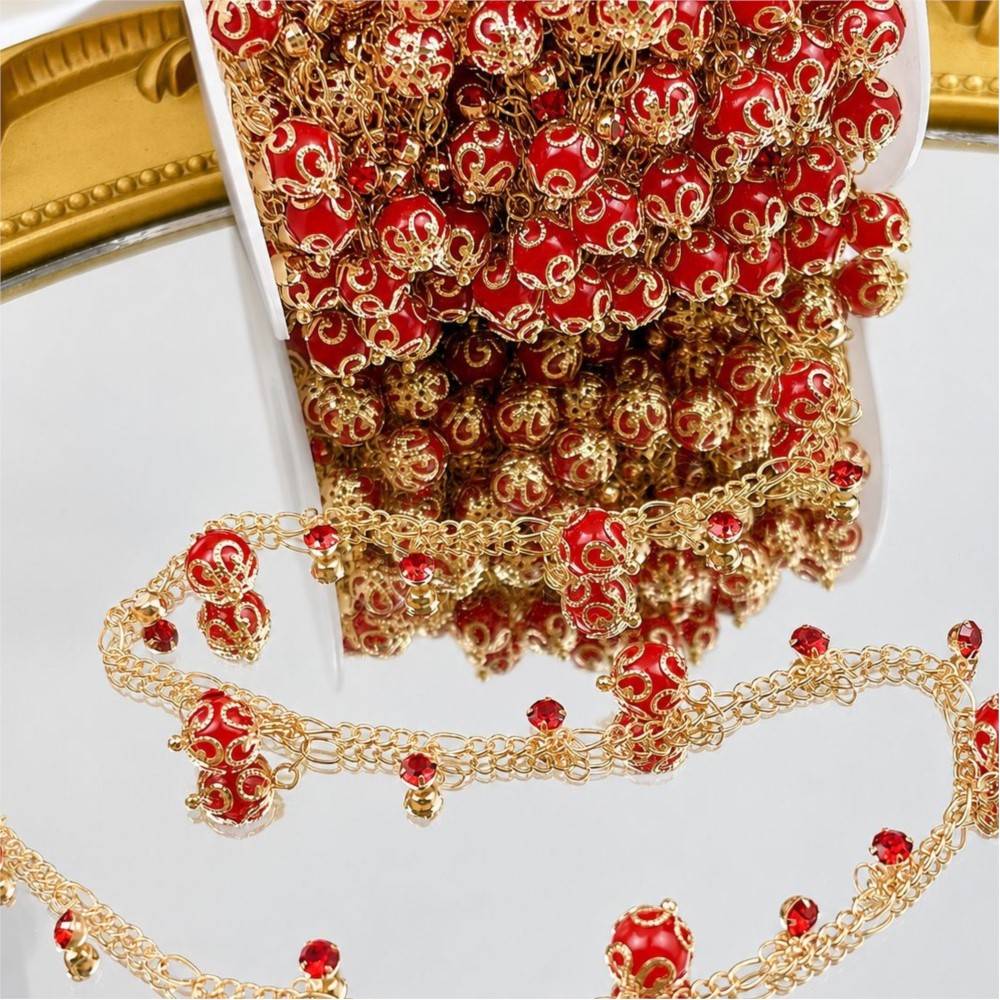 0.5Meter/1Meter Glass Bead Rhi - Pearl Trim Chain recension och pris
